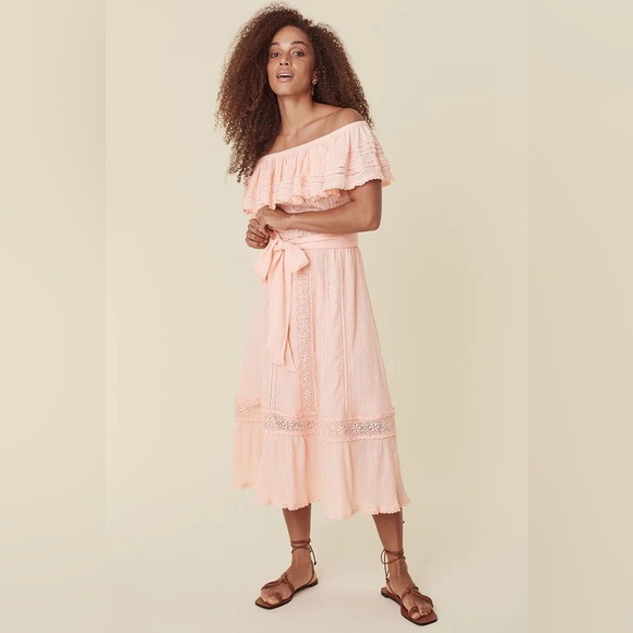 Free People X SPELL Cassie Lace gown in Petal Size XL - Picture 2 of 15